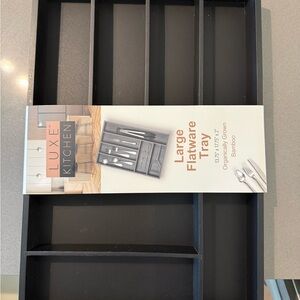 Black Bamboo Flatware Tray